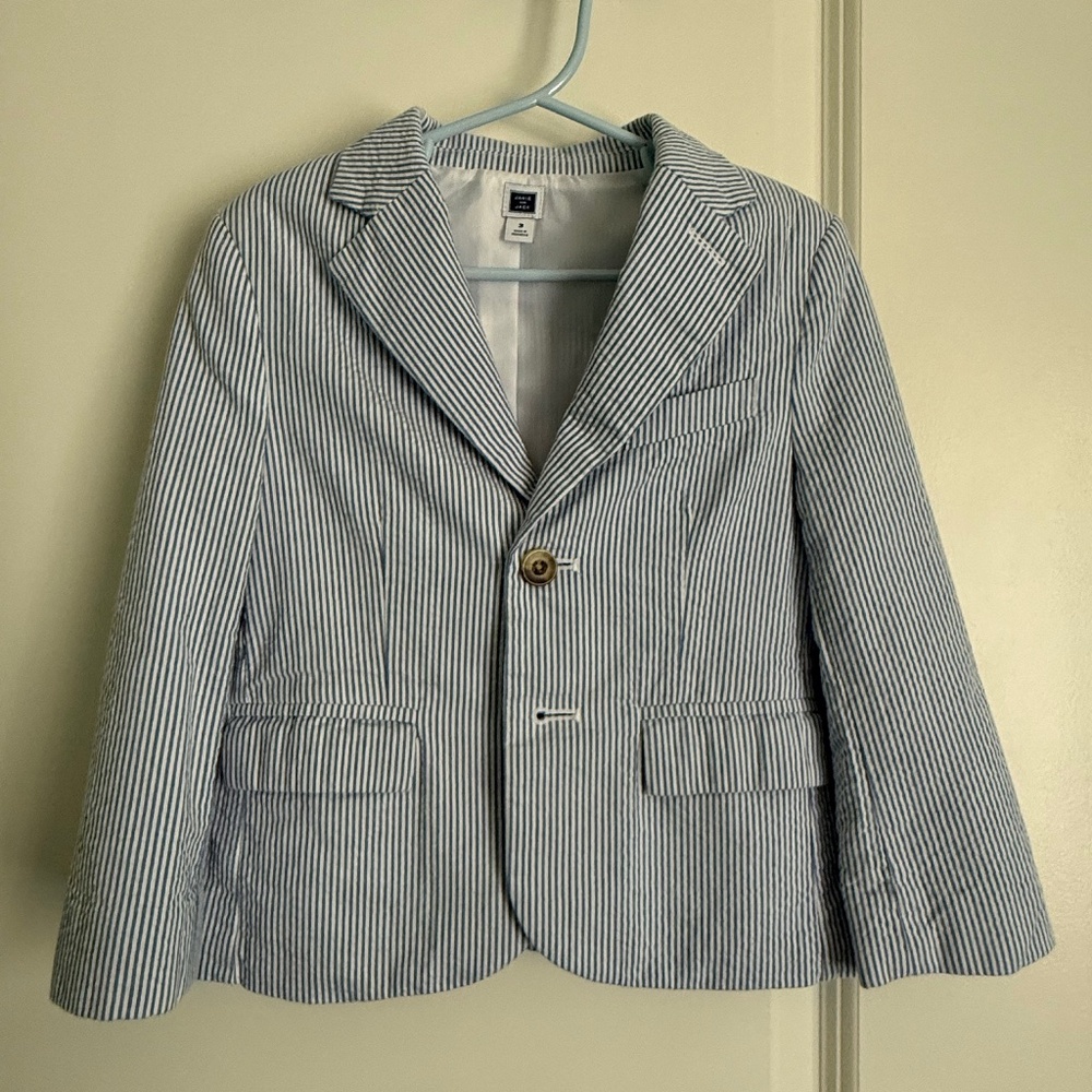 Janie and Jack Seersucker Blazer - Light Blue, Size 3